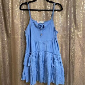 Free People Beach‎ Noelle Light Blue Tiered Mini Dress XS NWOT